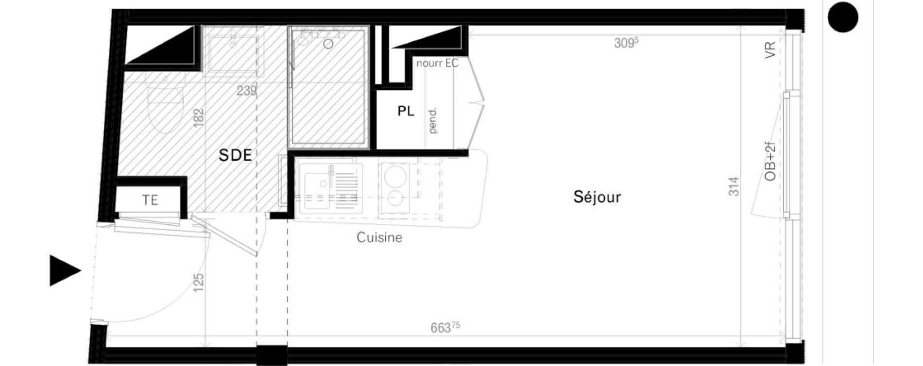 Appartement T1 de 19,20 m2 &agrave; Rennes Cleunay