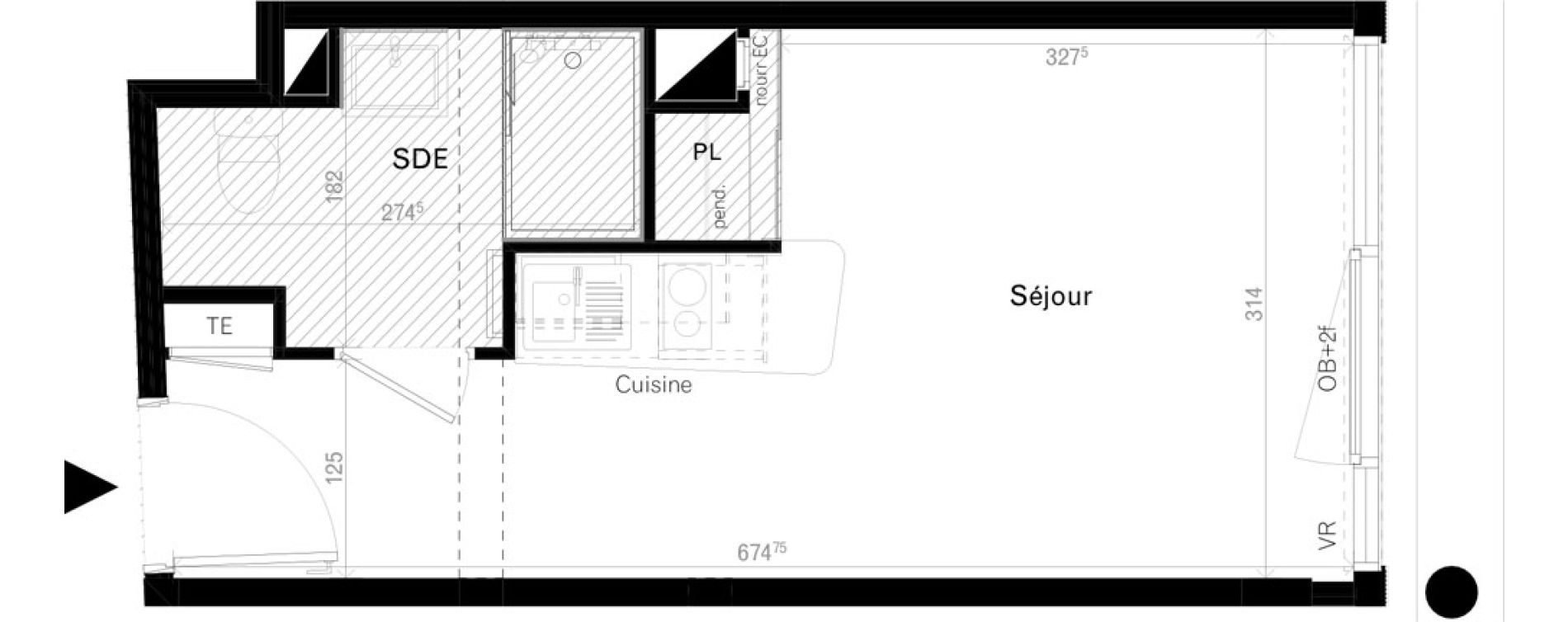 Appartement T1 de 20,10 m2 &agrave; Rennes Cleunay