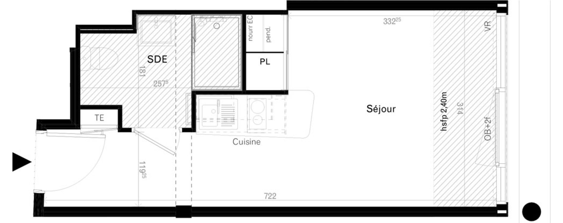Appartement T1 de 20,50 m2 &agrave; Rennes Cleunay