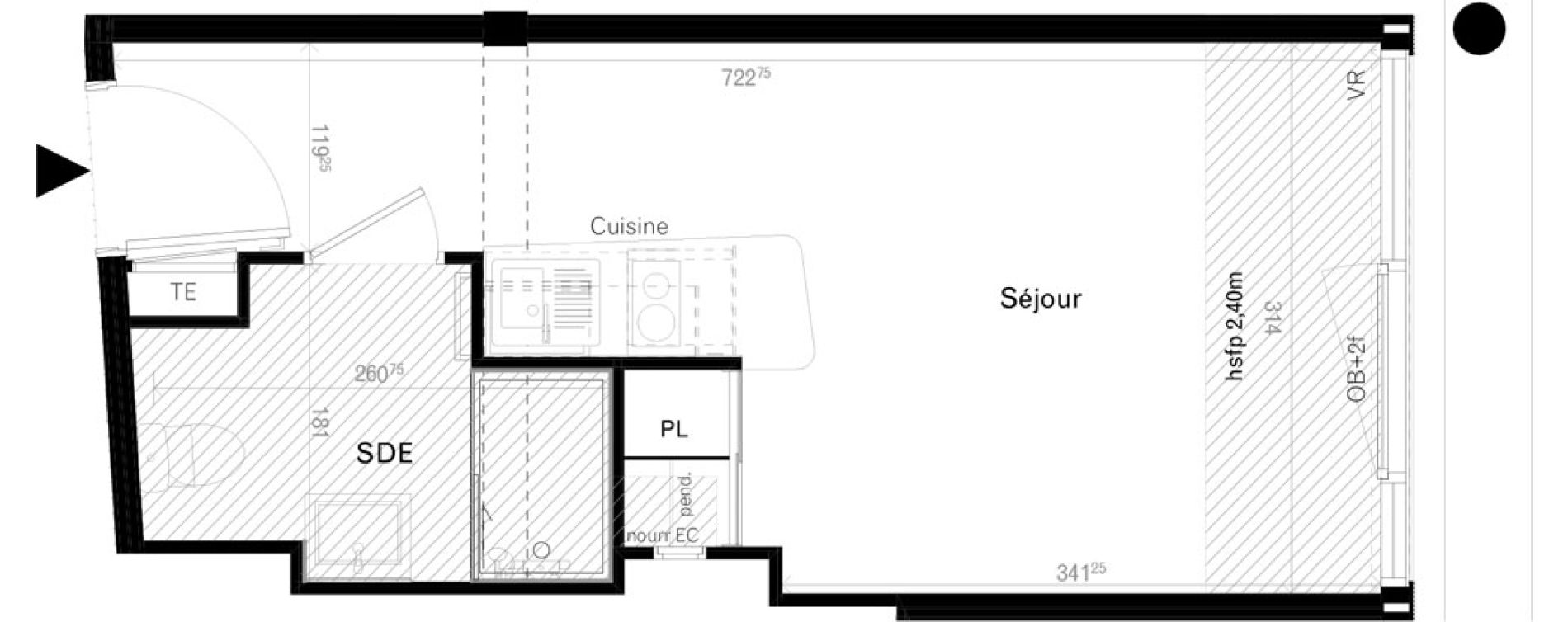 Appartement T1 de 21,20 m2 &agrave; Rennes Cleunay