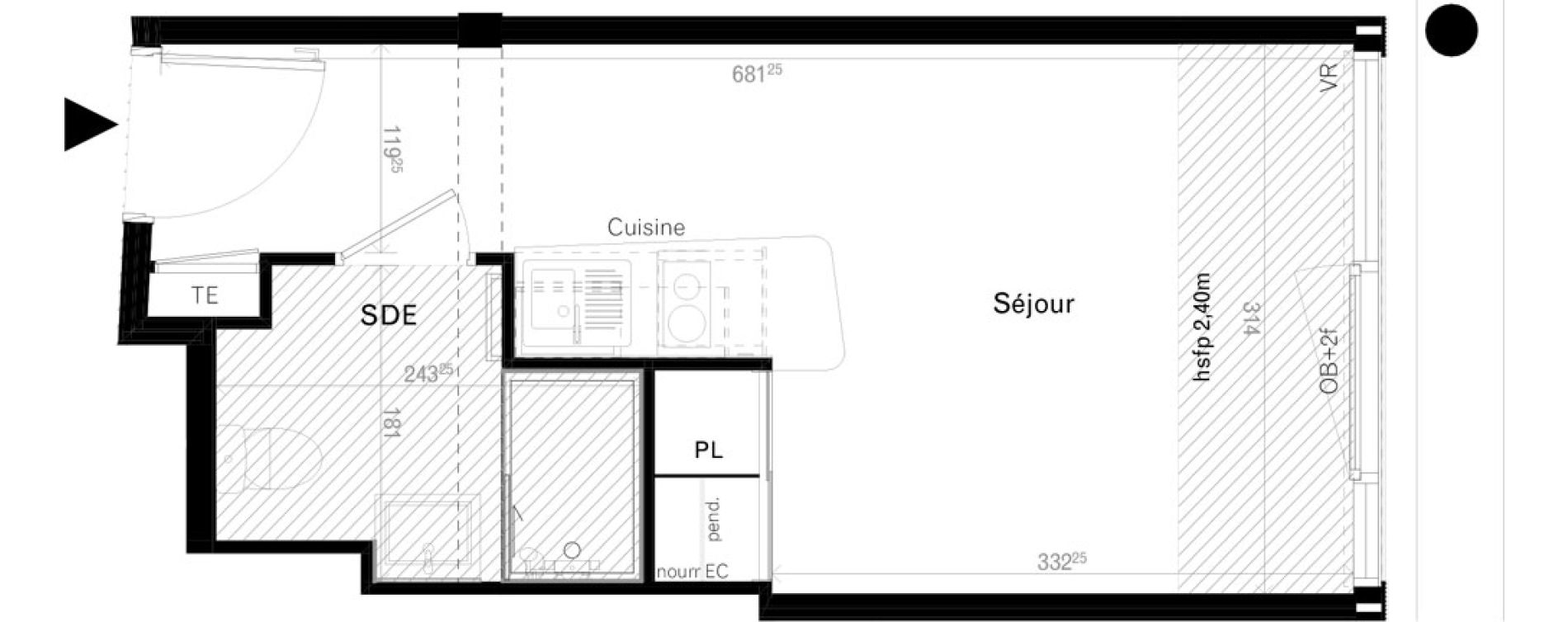 Appartement T1 de 20,00 m2 &agrave; Rennes Cleunay