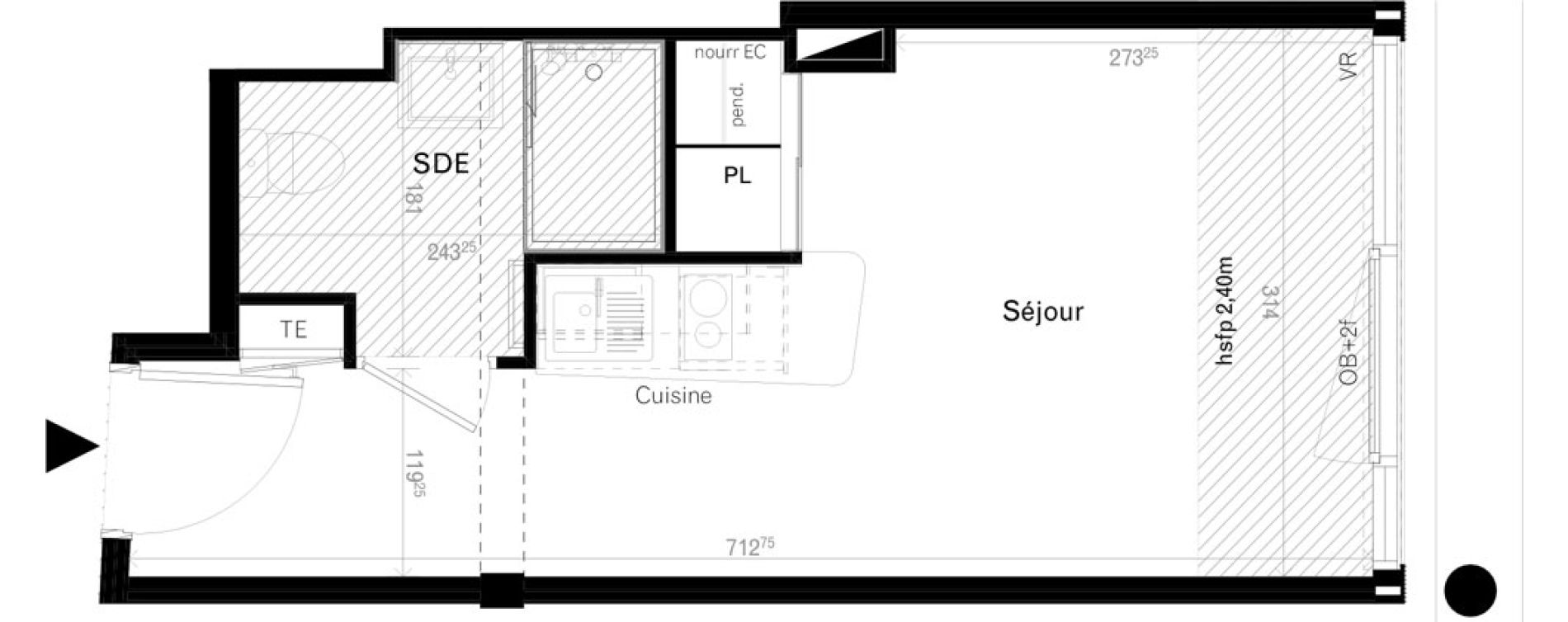 Appartement T1 de 20,10 m2 &agrave; Rennes Cleunay