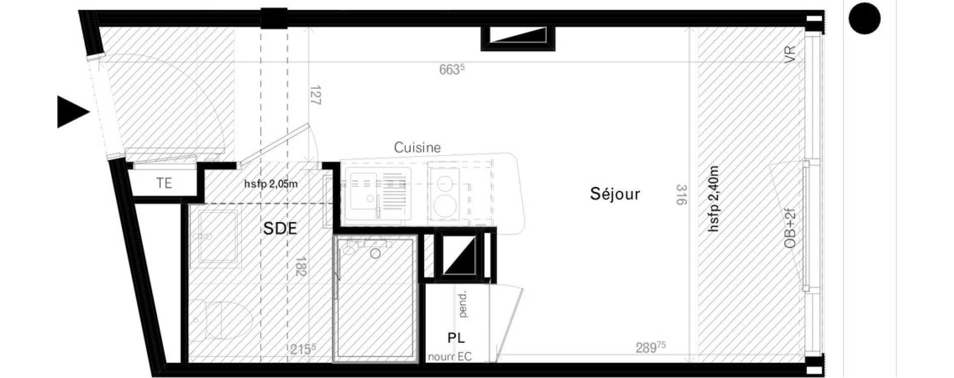 Appartement T1 de 18,40 m2 &agrave; Rennes Cleunay