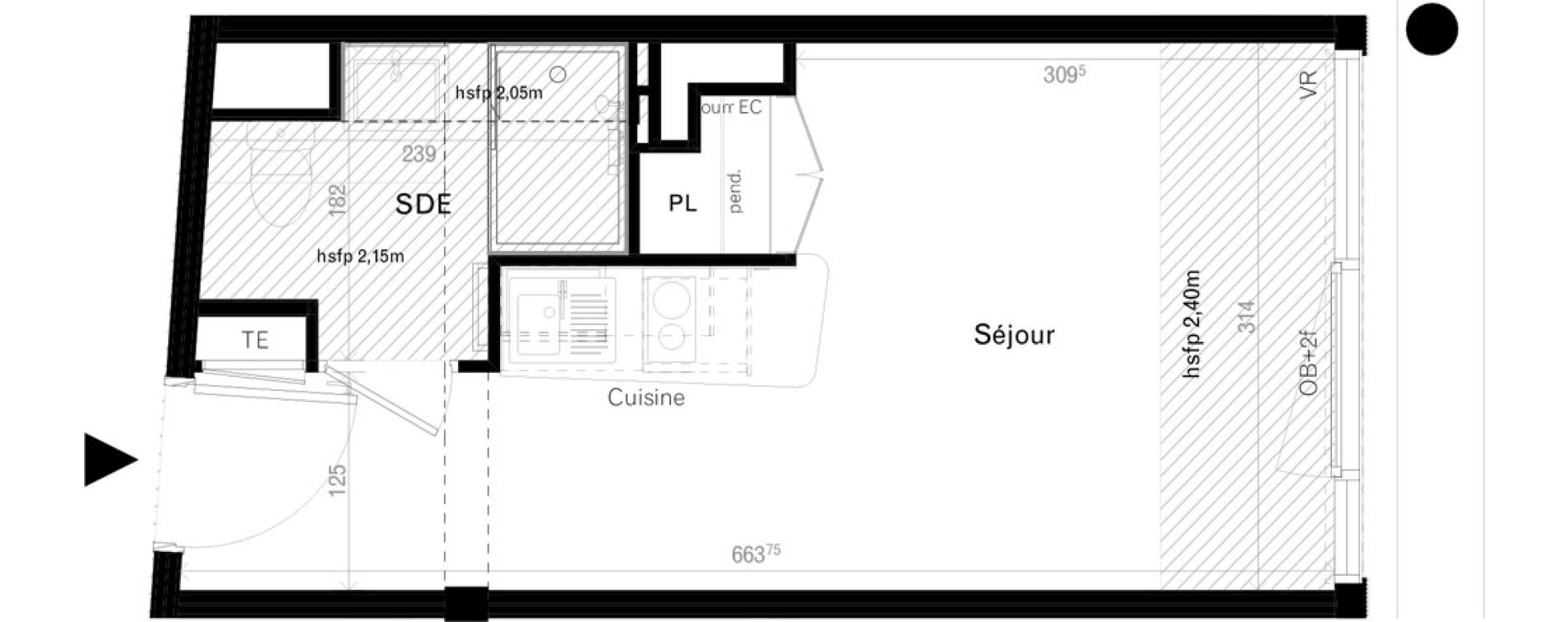 Appartement T1 de 19,80 m2 &agrave; Rennes Cleunay