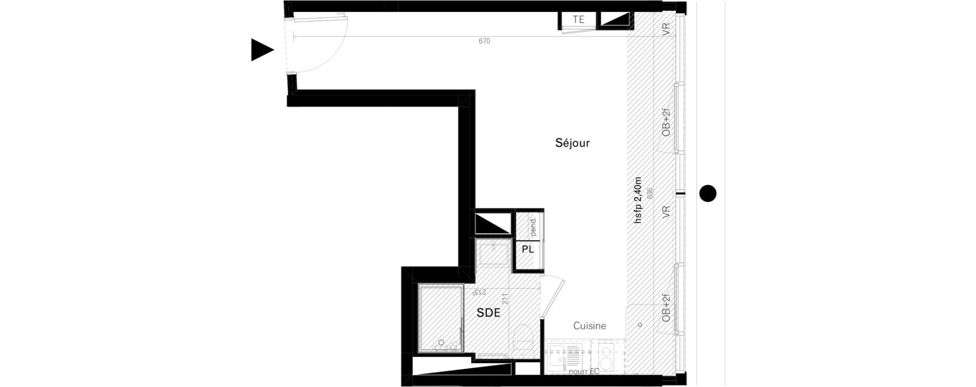 Appartement T1 de 26,50 m2 &agrave; Rennes Cleunay