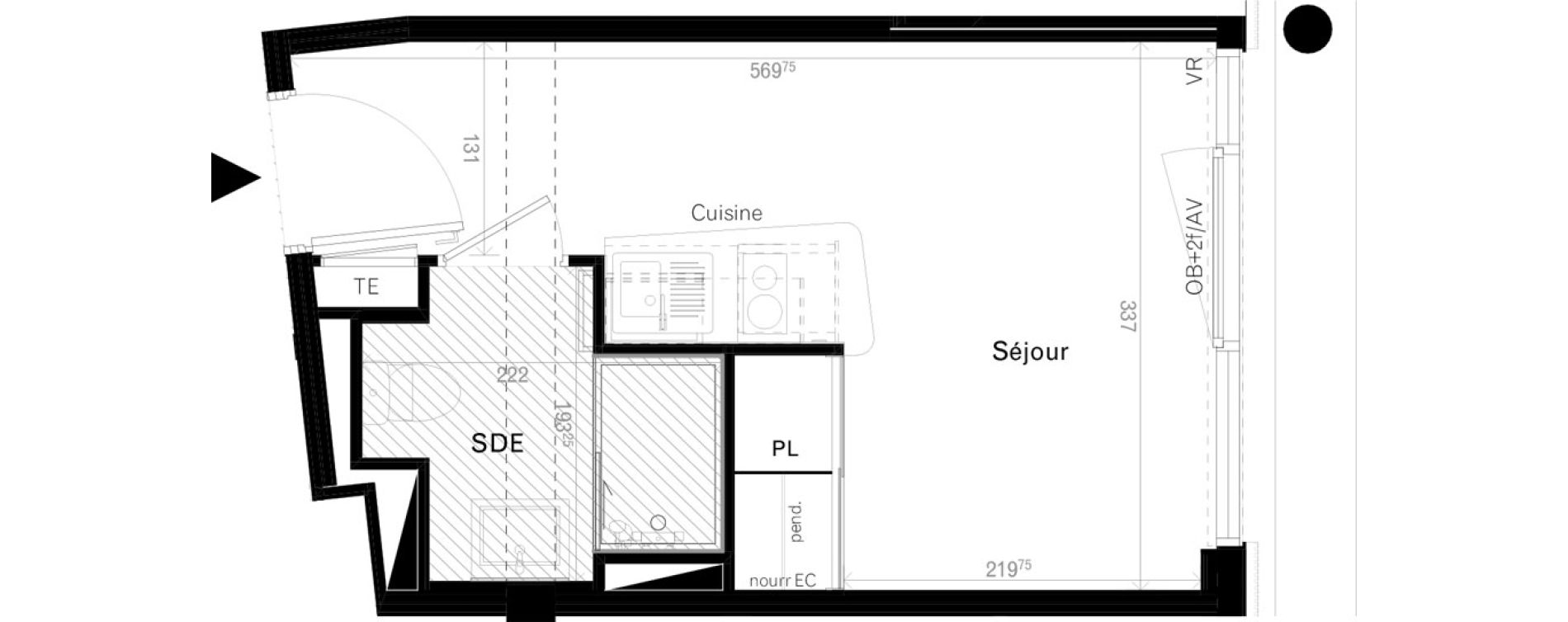 Appartement T1 de 17,20 m2 &agrave; Rennes Cleunay
