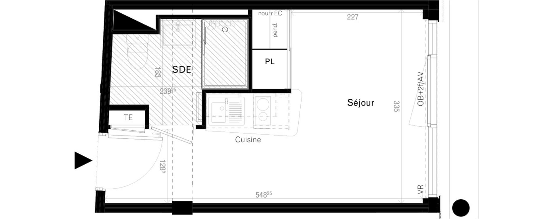 Appartement T1 de 17,30 m2 &agrave; Rennes Cleunay