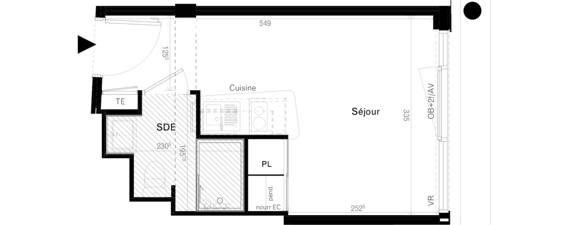 Appartement T1 de 17,40 m2 &agrave; Rennes Cleunay