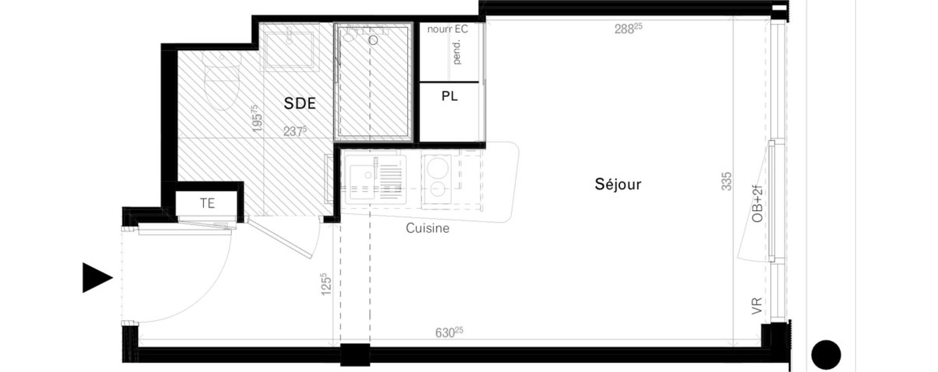 Appartement T1 de 19,60 m2 &agrave; Rennes Cleunay