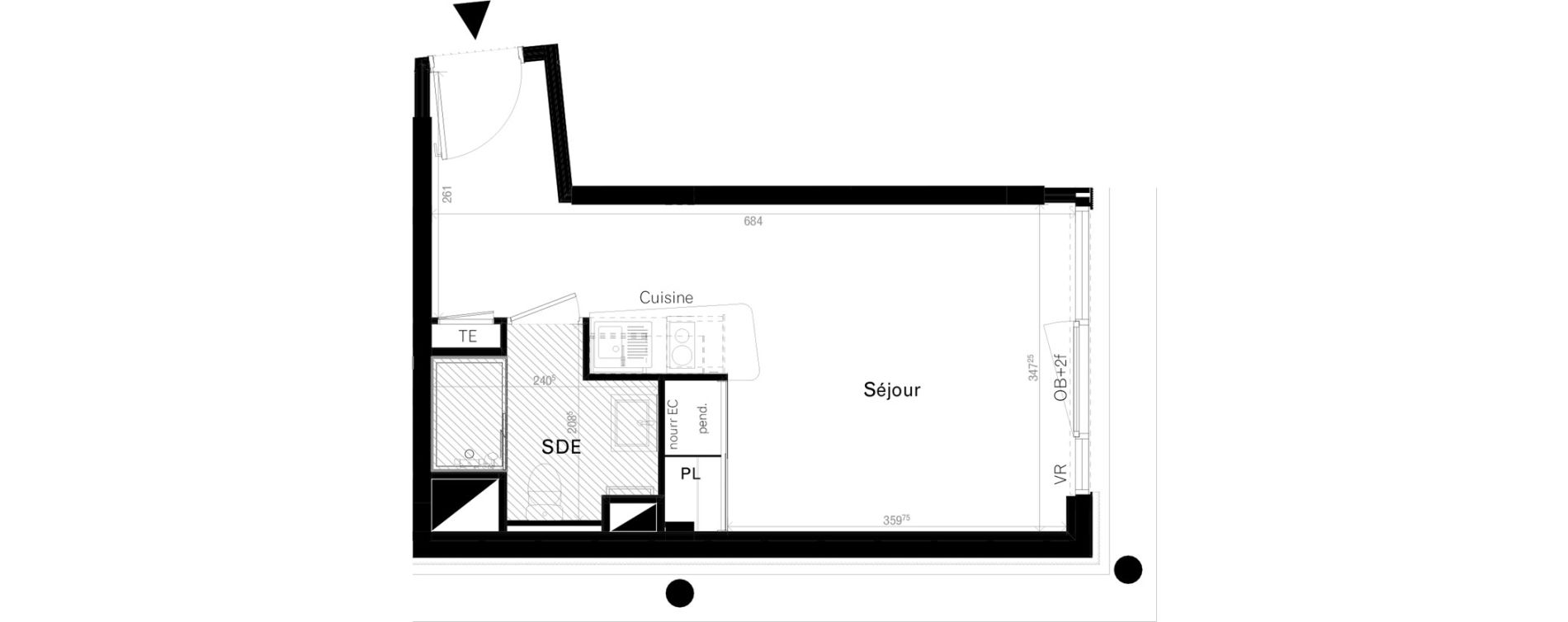 Appartement T1 de 24,20 m2 &agrave; Rennes Cleunay