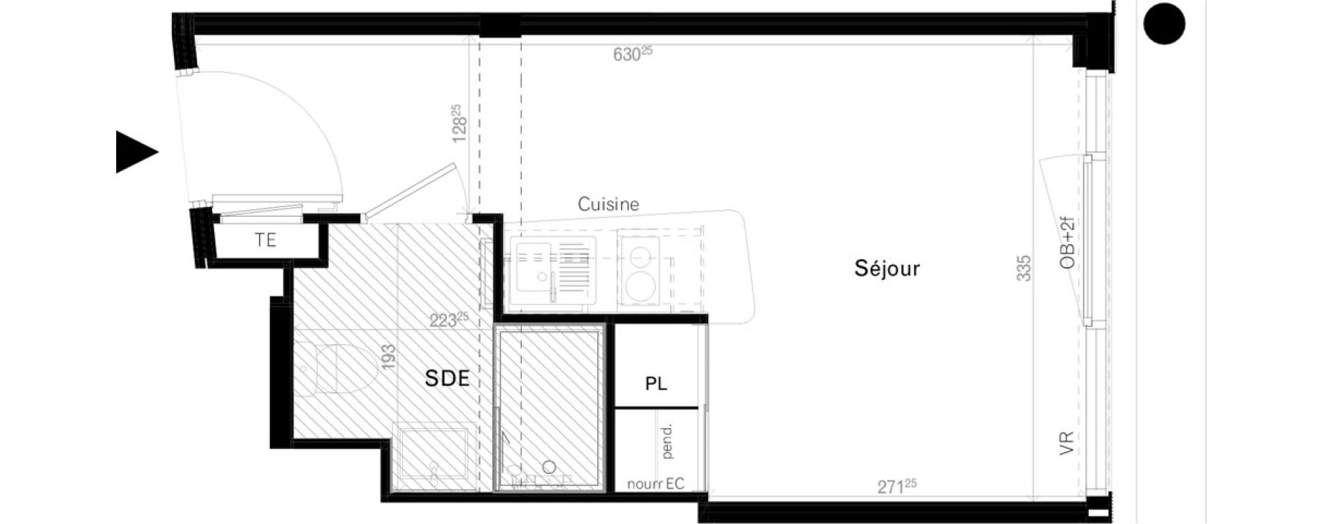 Appartement T1 de 19,00 m2 &agrave; Rennes Cleunay
