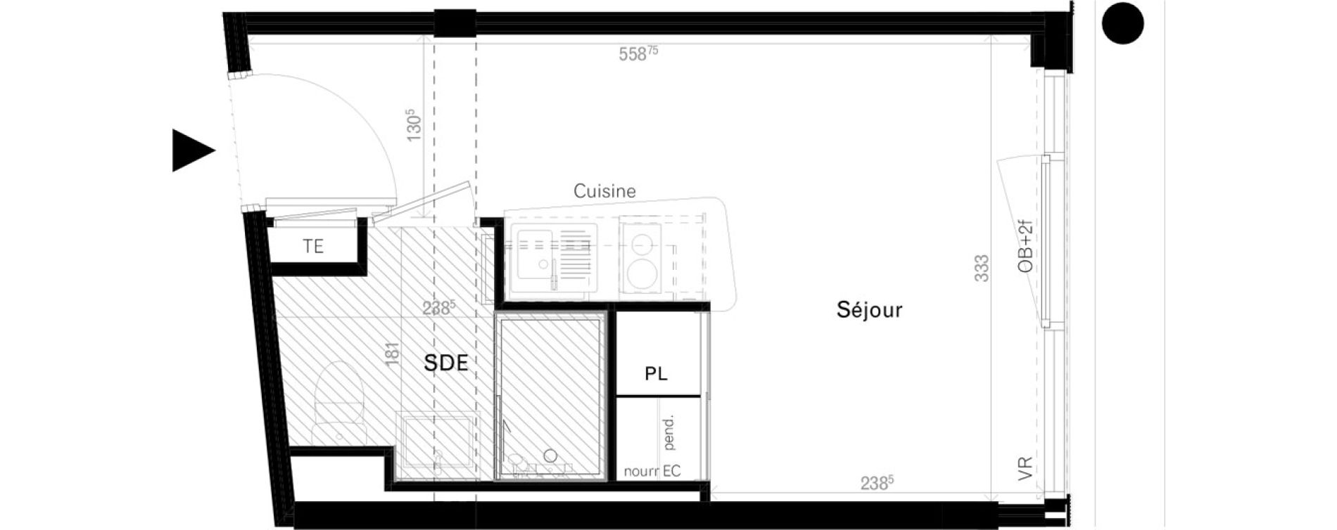 Appartement T1 de 17,20 m2 &agrave; Rennes Cleunay