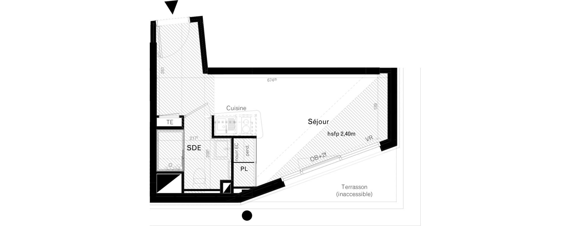 Appartement T1 de 20,40 m2 &agrave; Rennes Cleunay