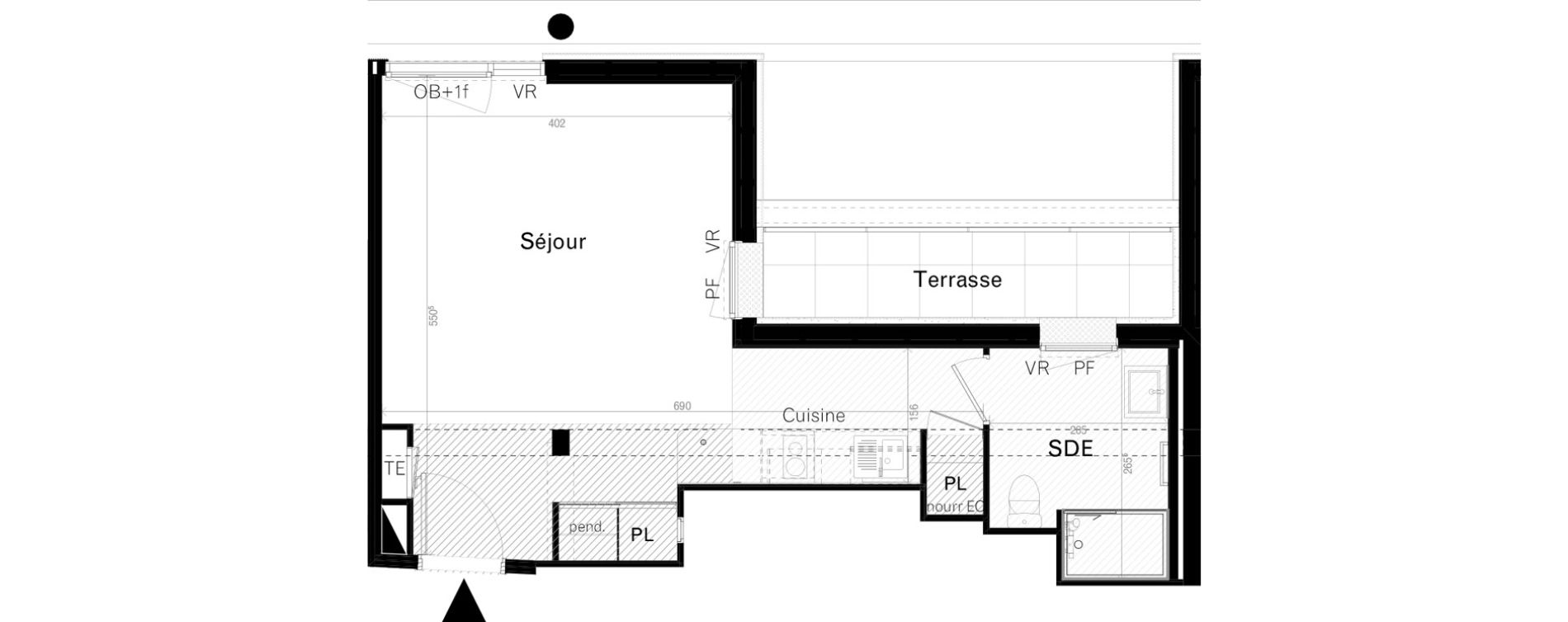 Appartement T1 de 30,60 m2 &agrave; Rennes Cleunay