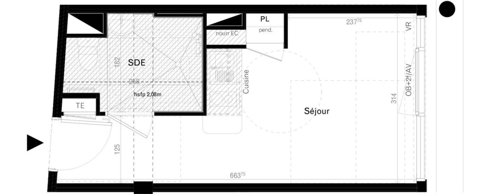 Appartement T1 de 19,30 m2 &agrave; Rennes Cleunay