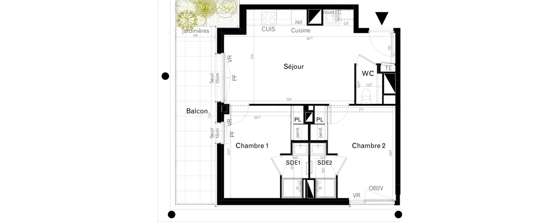 Appartement T3 de 46,20 m2 &agrave; Rennes Cleunay