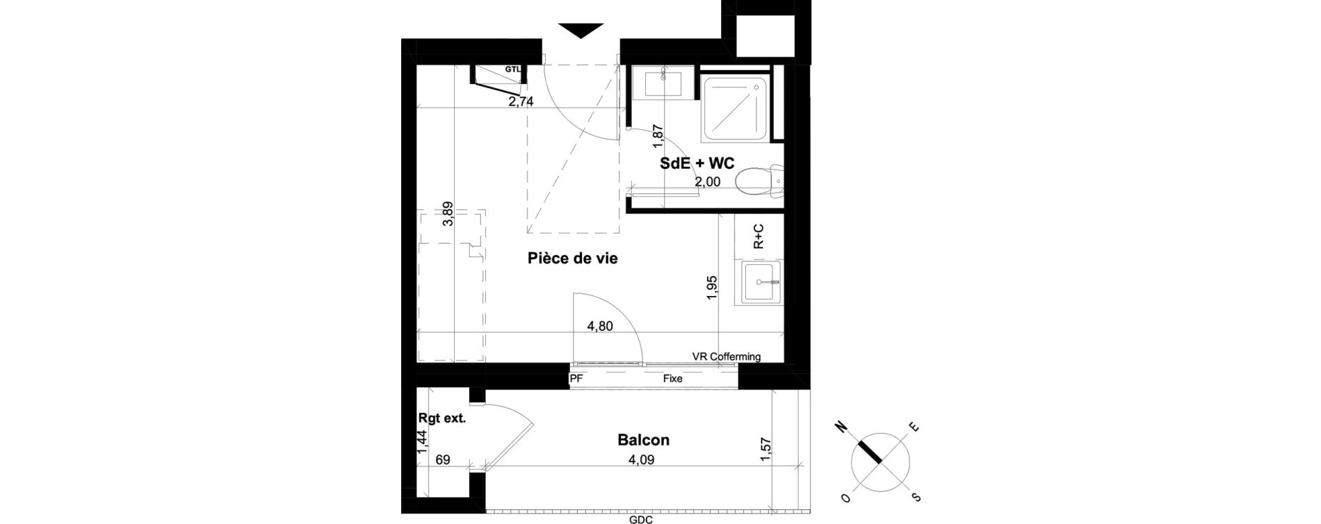 Appartement T1 de 17,89 m2 &agrave; Rennes Saint-martin