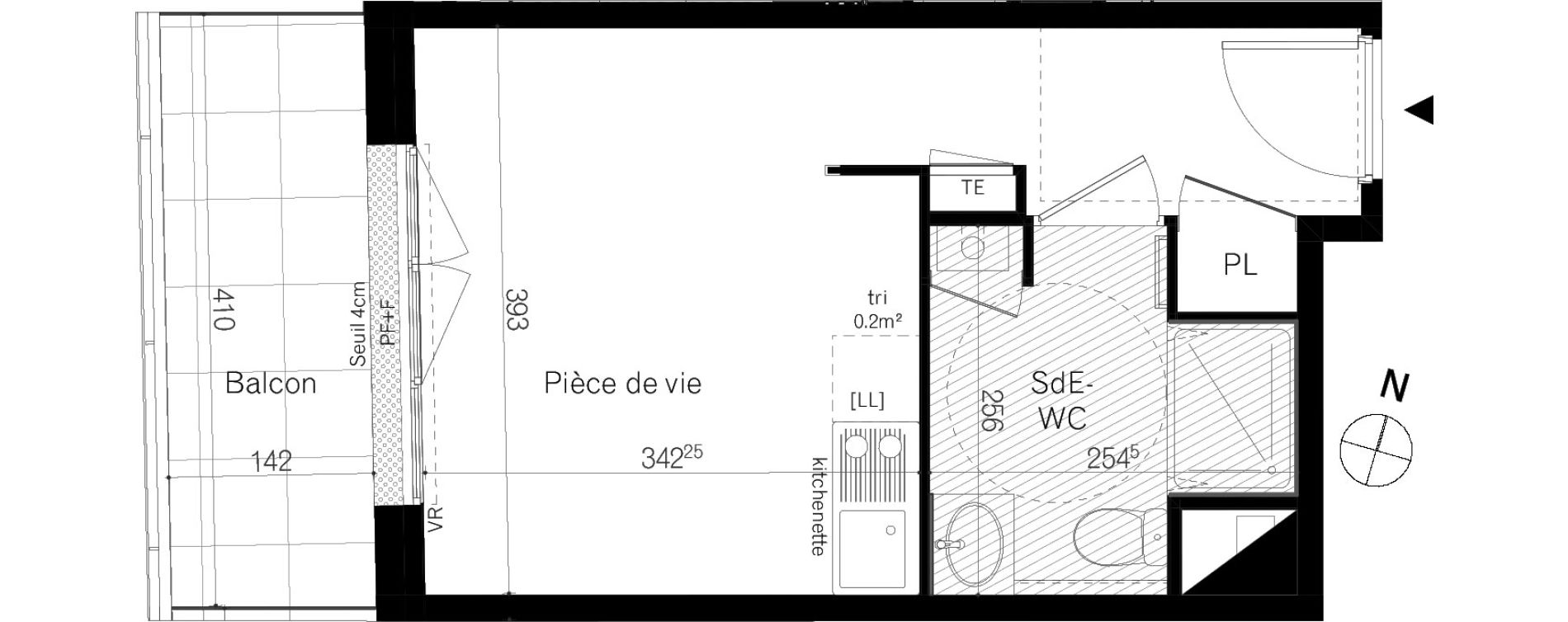 Appartement T1 de 23,30 m2 &agrave; Rennes Saint-martin