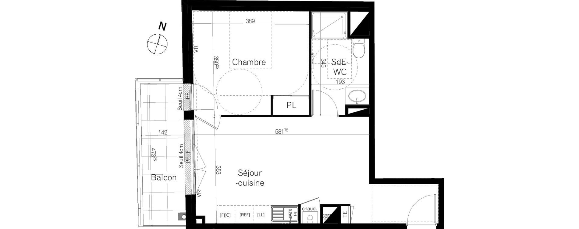 Appartement T2 de 41,89 m2 &agrave; Rennes Saint-martin