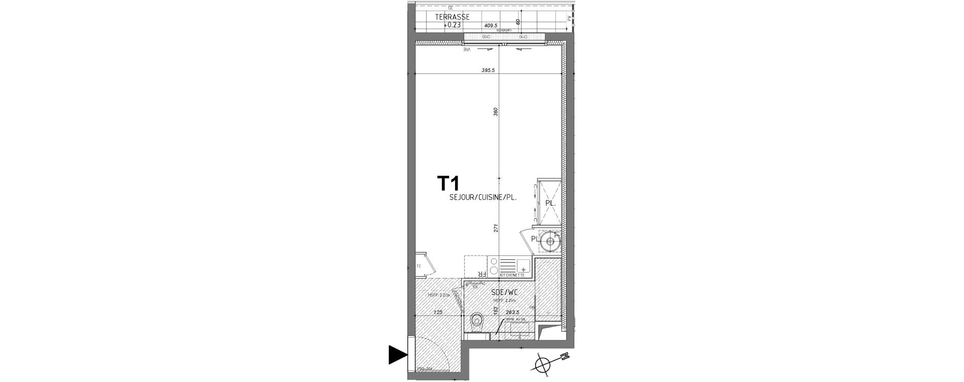 Appartement T1 de 31,82 m2 &agrave; Rennes Sainte-therese - quineleu