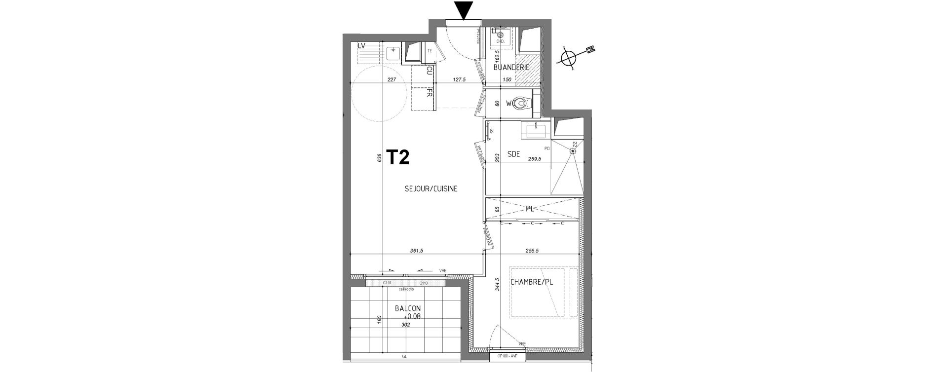 Appartement T2 de 42,02 m2 &agrave; Rennes Sainte-therese - quineleu