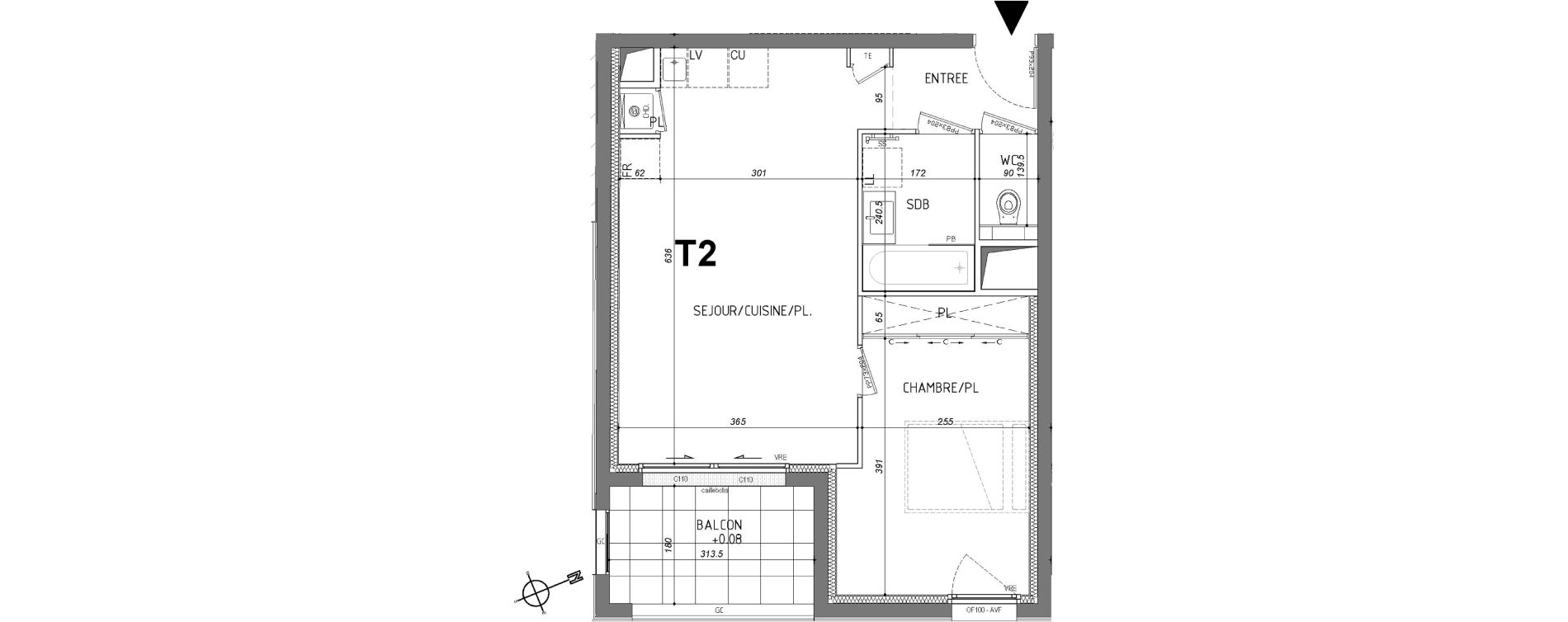 Appartement T2 de 43,94 m2 &agrave; Rennes Sainte-therese - quineleu