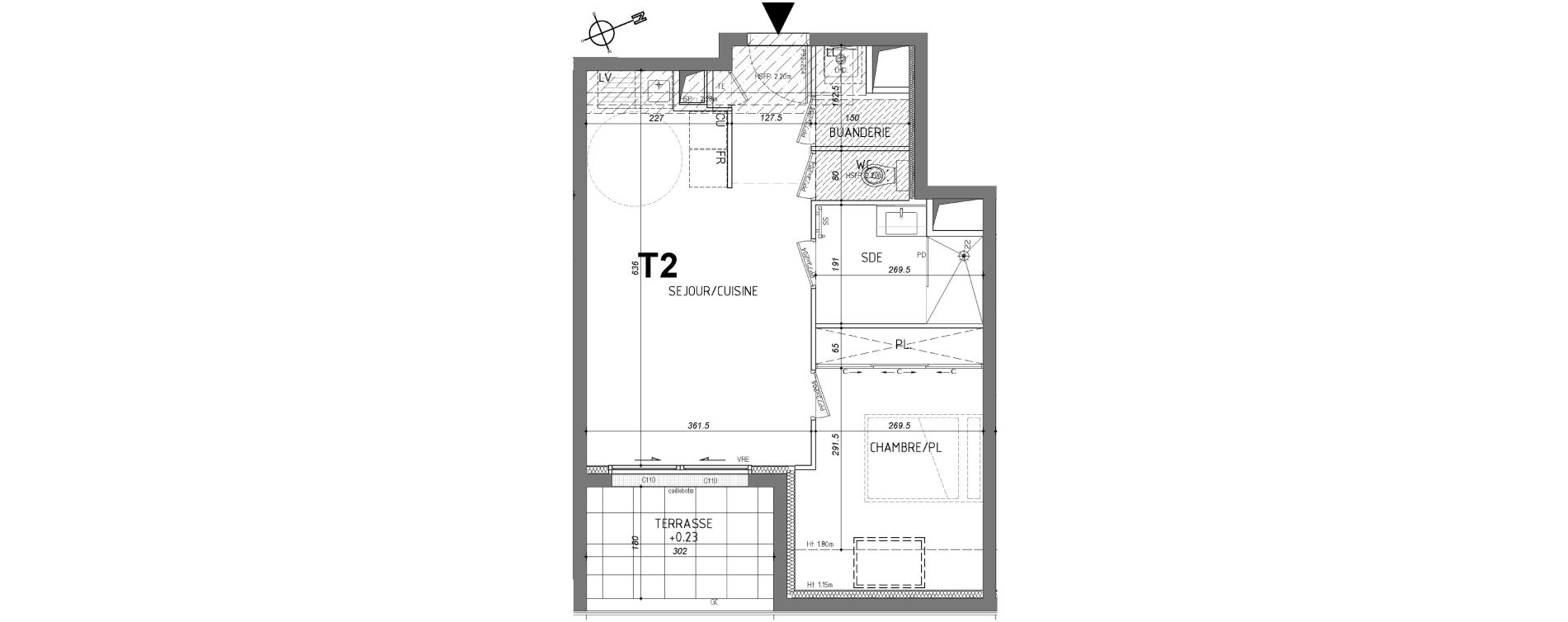 Appartement T2 de 40,63 m2 &agrave; Rennes Sainte-therese - quineleu