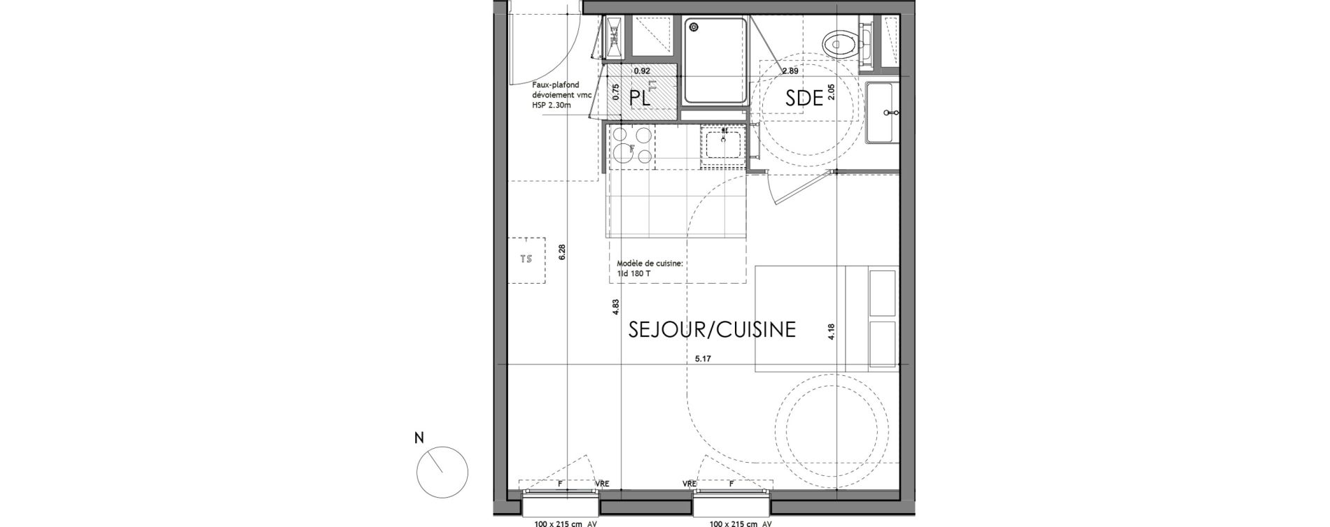 Appartement T1 de 30,82 m2 &agrave; Rennes Croix saint-h&eacute;lier