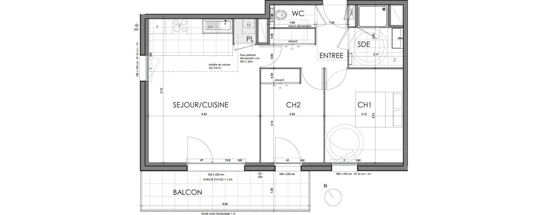 Appartement T3 de 58,23 m2 &agrave; Rennes Croix saint-h&eacute;lier