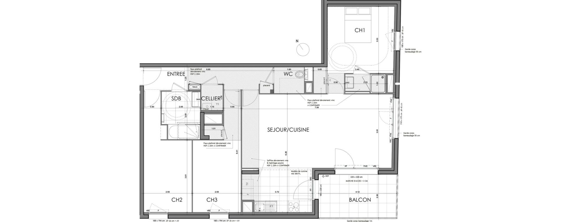 Appartement T4 de 97,47 m2 &agrave; Rennes Croix saint-h&eacute;lier