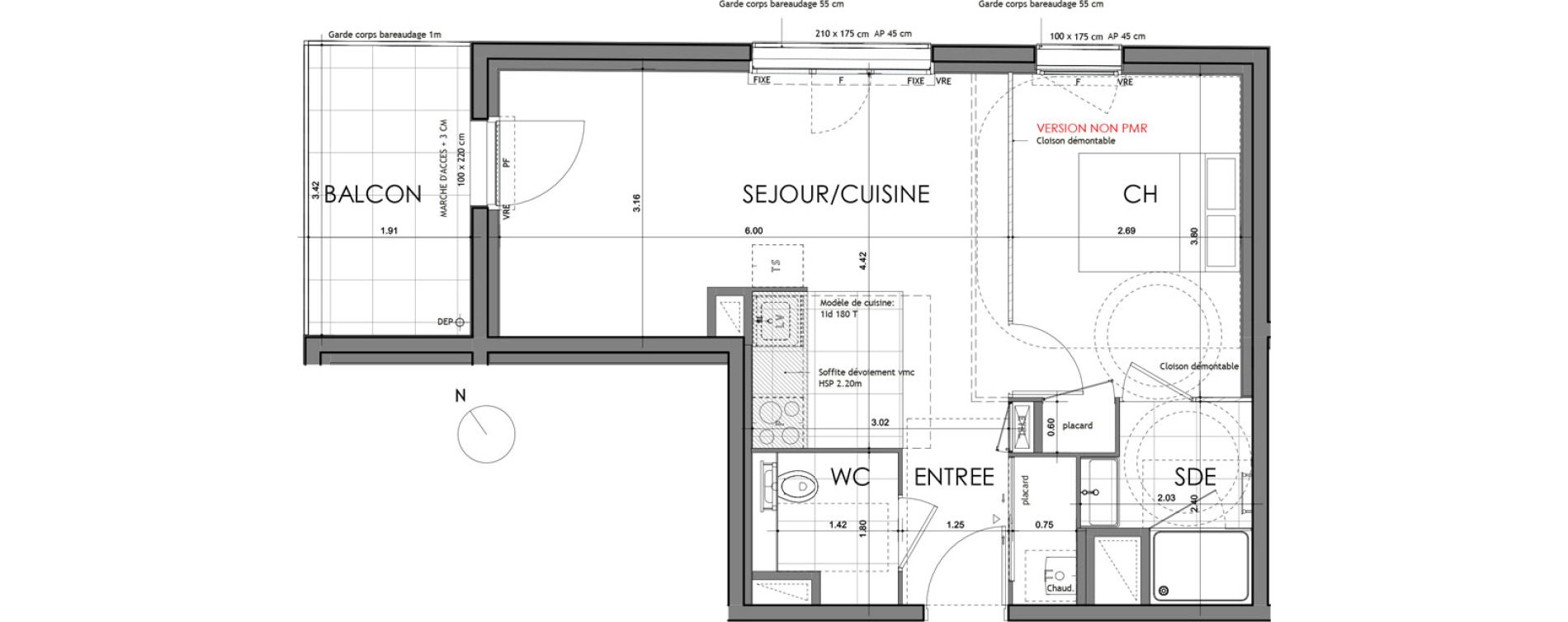 Appartement T2 de 43,07 m2 &agrave; Rennes Croix saint-h&eacute;lier