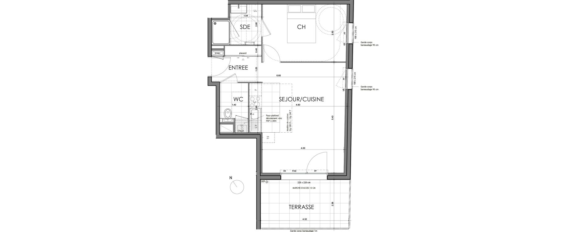 Appartement T2 de 46,35 m2 &agrave; Rennes Croix saint-h&eacute;lier