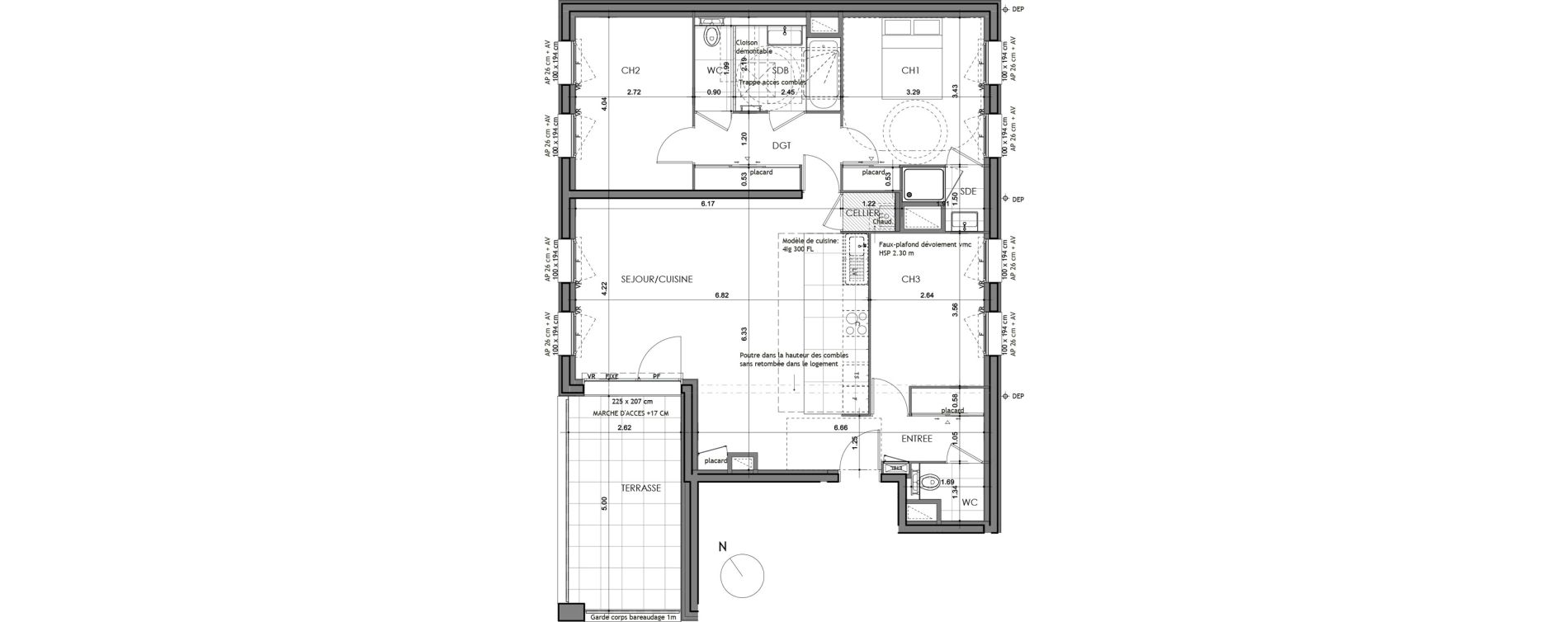 Appartement T4 de 89,96 m2 &agrave; Rennes Croix saint-h&eacute;lier