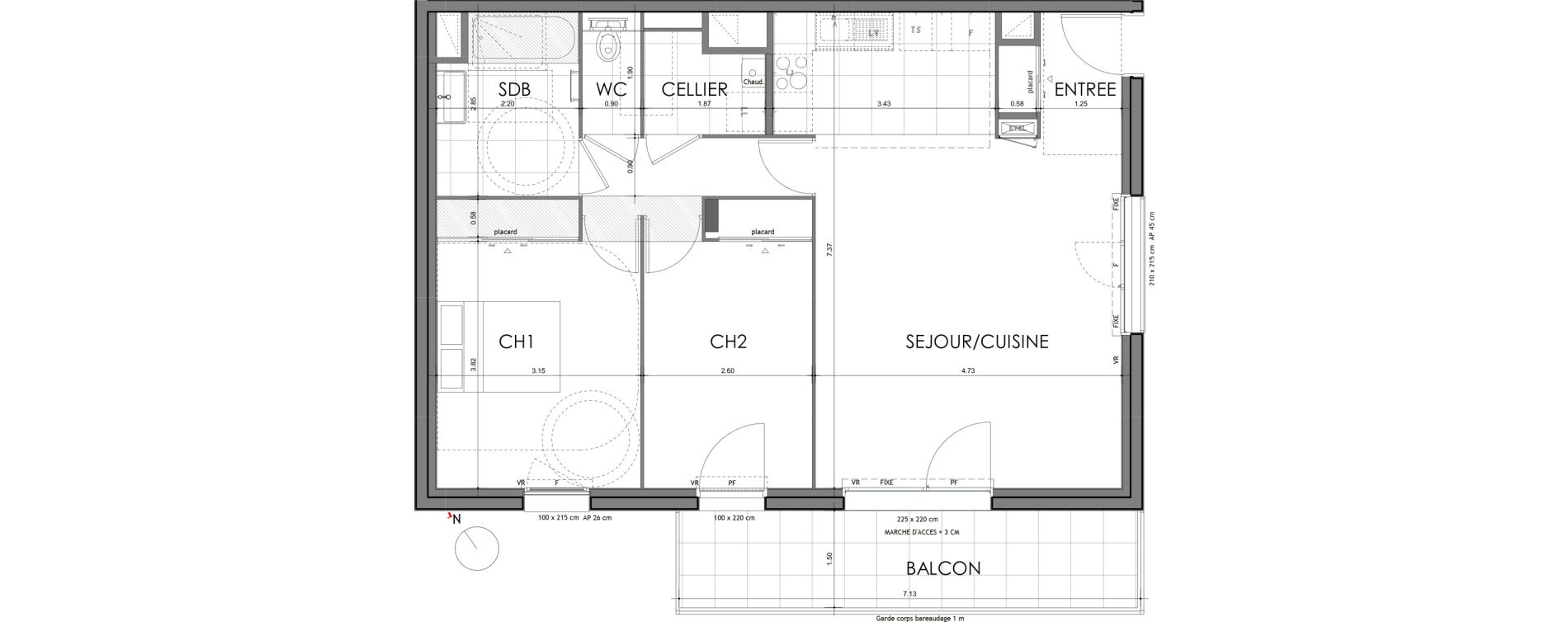 Appartement T3 de 74,08 m2 &agrave; Rennes Croix saint-h&eacute;lier