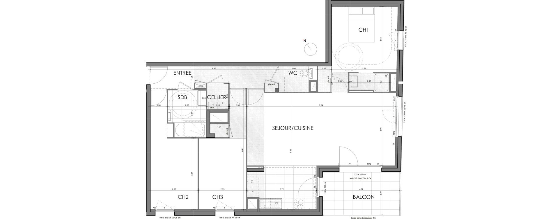 Appartement T4 de 97,47 m2 &agrave; Rennes Croix saint-h&eacute;lier