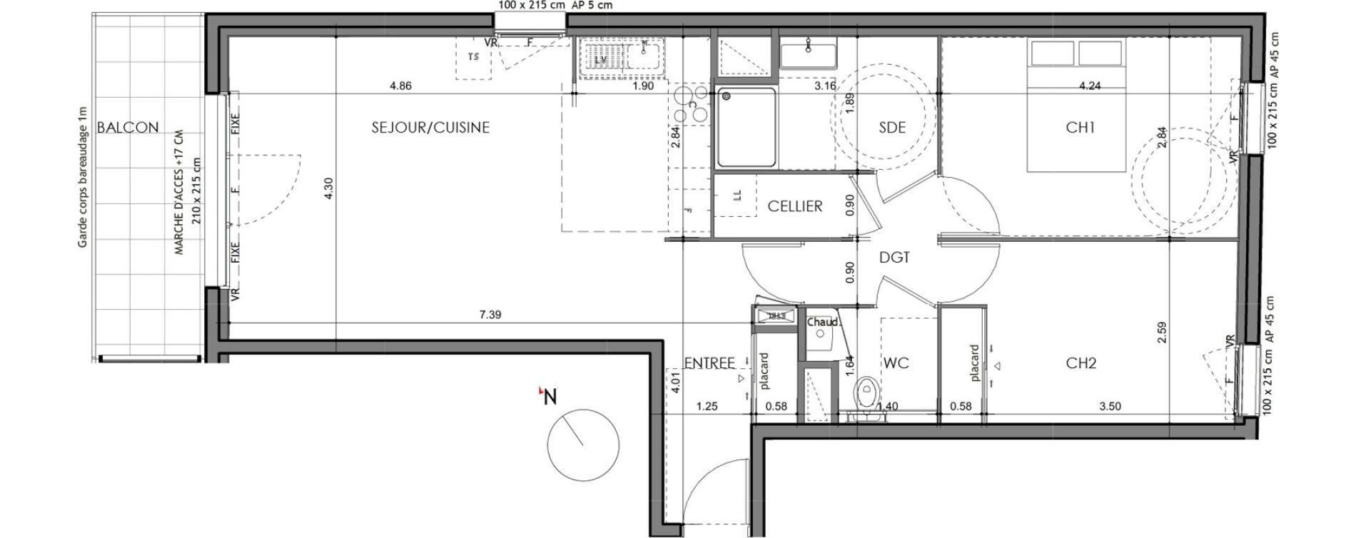 Appartement T3 de 69,71 m2 &agrave; Rennes Croix saint-h&eacute;lier