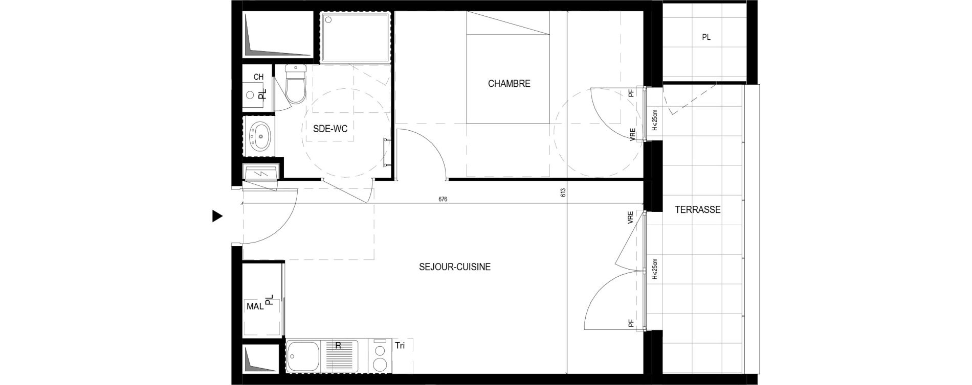 Appartement T2 de 38,60 m2 &agrave; Rennes Saint-h&eacute;lier - gare