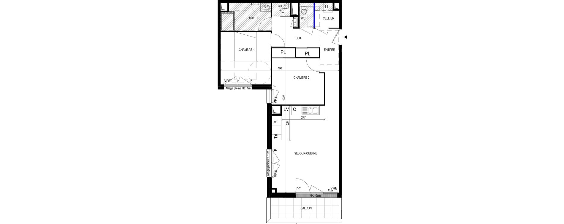 Appartement T3 de 67,70 m2 &agrave; Rennes Saint-h&eacute;lier - gare