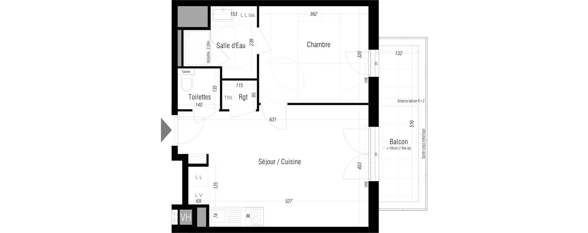 Appartement T2 de 42,37 m2 &agrave; Rennes Jeanne d'arc