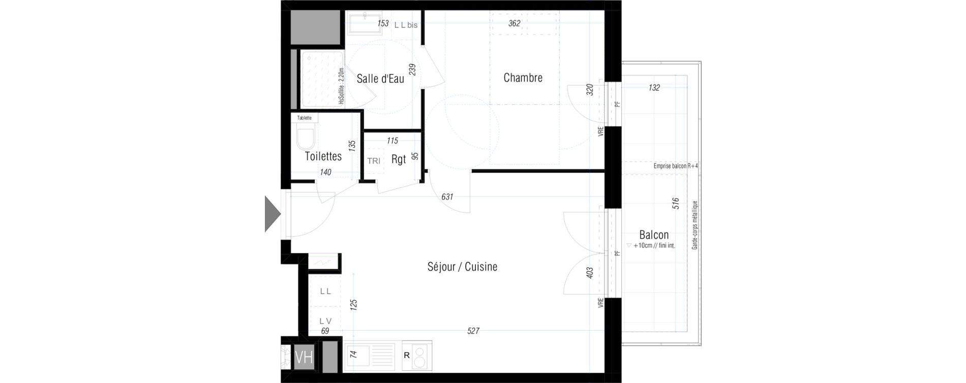 Appartement T2 de 42,37 m2 &agrave; Rennes Jeanne d'arc