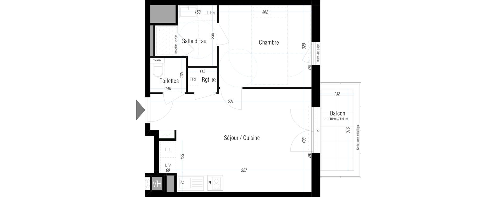 Appartement T2 de 42,37 m2 &agrave; Rennes Jeanne d'arc