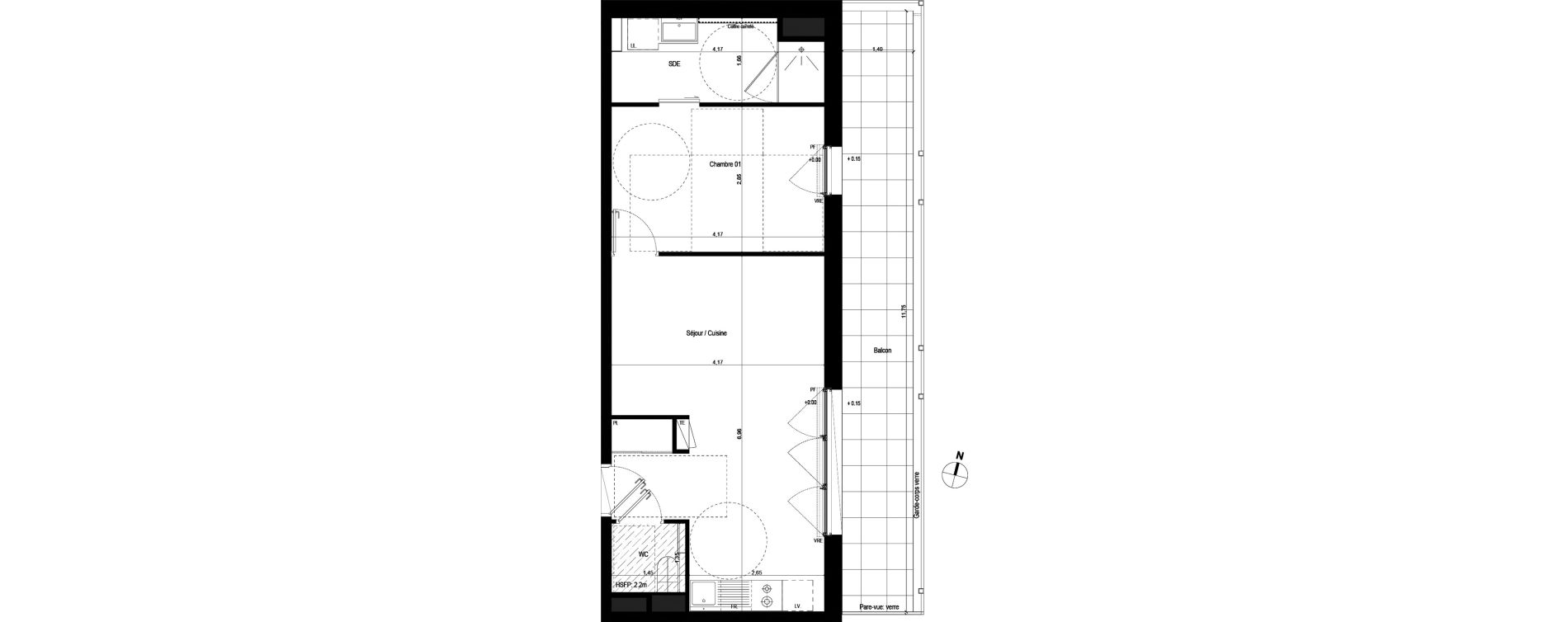 Appartement T2 de 46,31 m2 &agrave; Rennes Jeanne d'arc