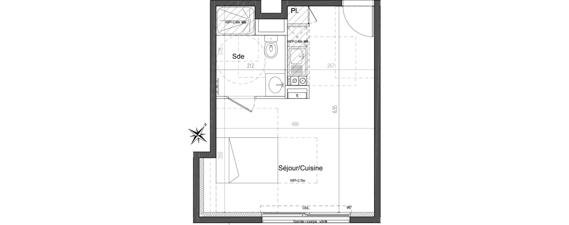 Appartement T1 de 30,00 m2 &agrave; Rennes Parc de maurepas