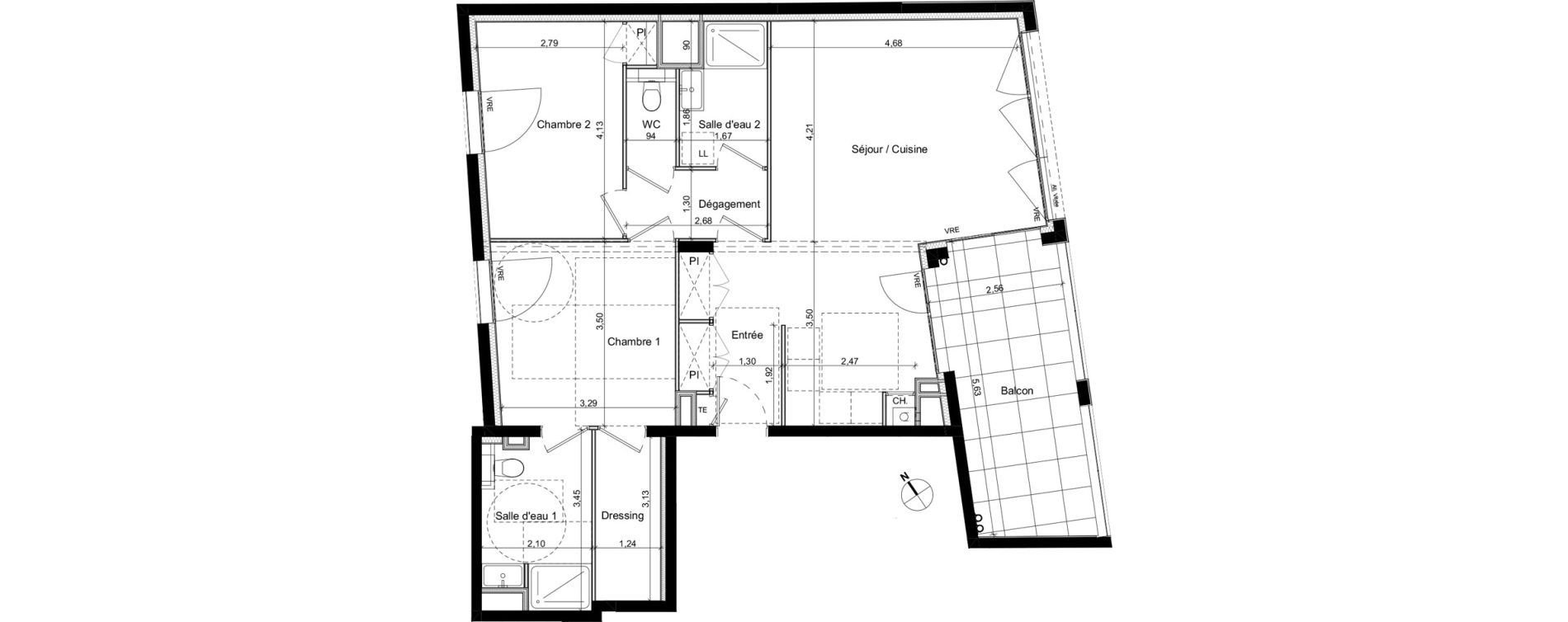 Appartement T3 de 78,89 m2 &agrave; Rennes La touche