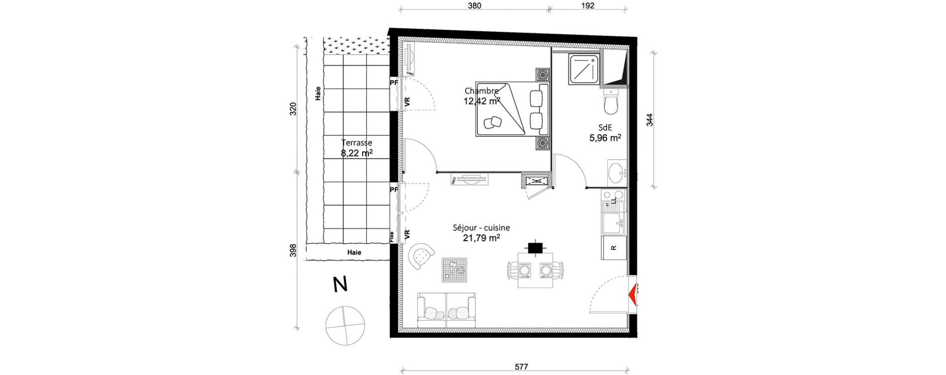 Appartement T2 de 40,17 m2 &agrave; Rennes Br&eacute;quigny