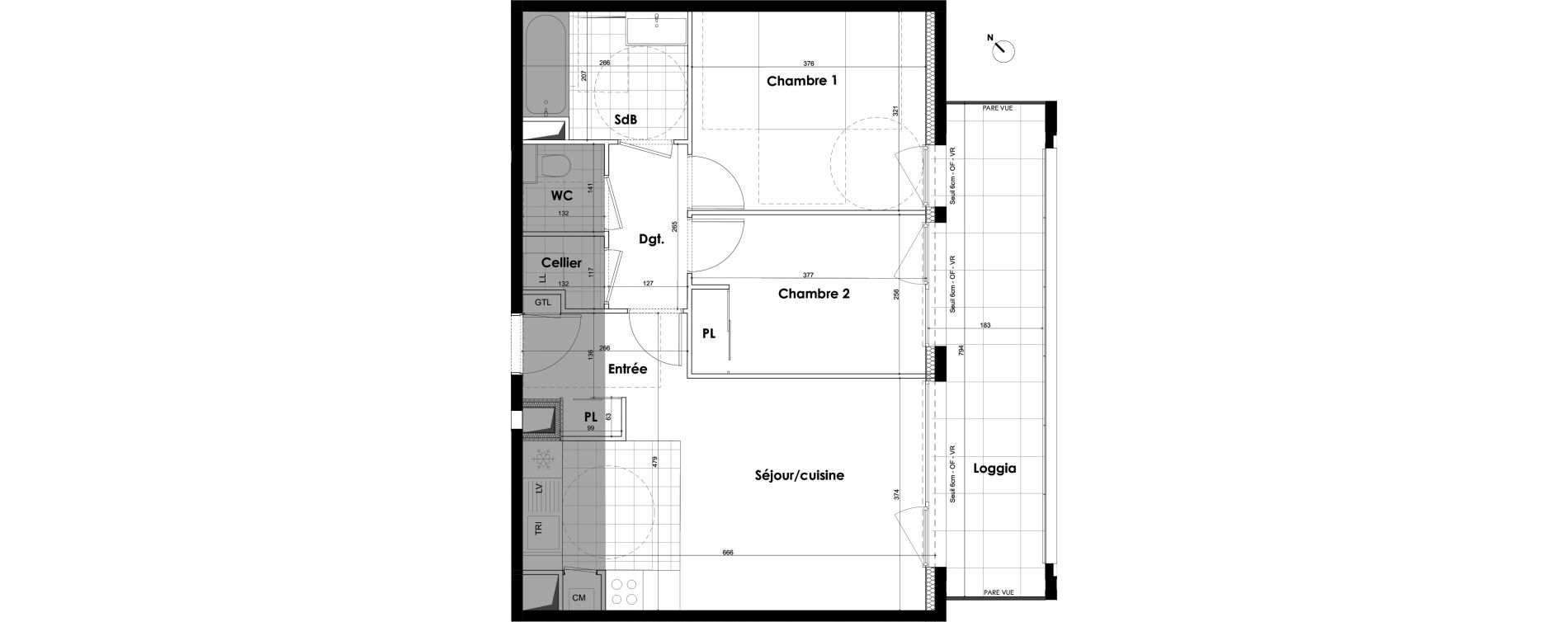 Appartement T3 de 59,53 m2 &agrave; Rennes Parc de maurepas