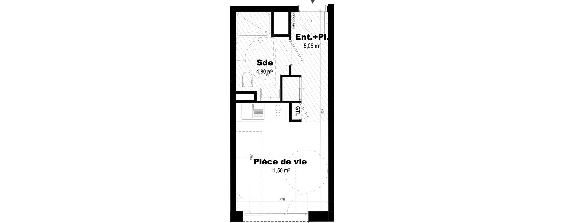 Appartement T1 de 21,35 m2 &agrave; Rennes Br&eacute;quigny