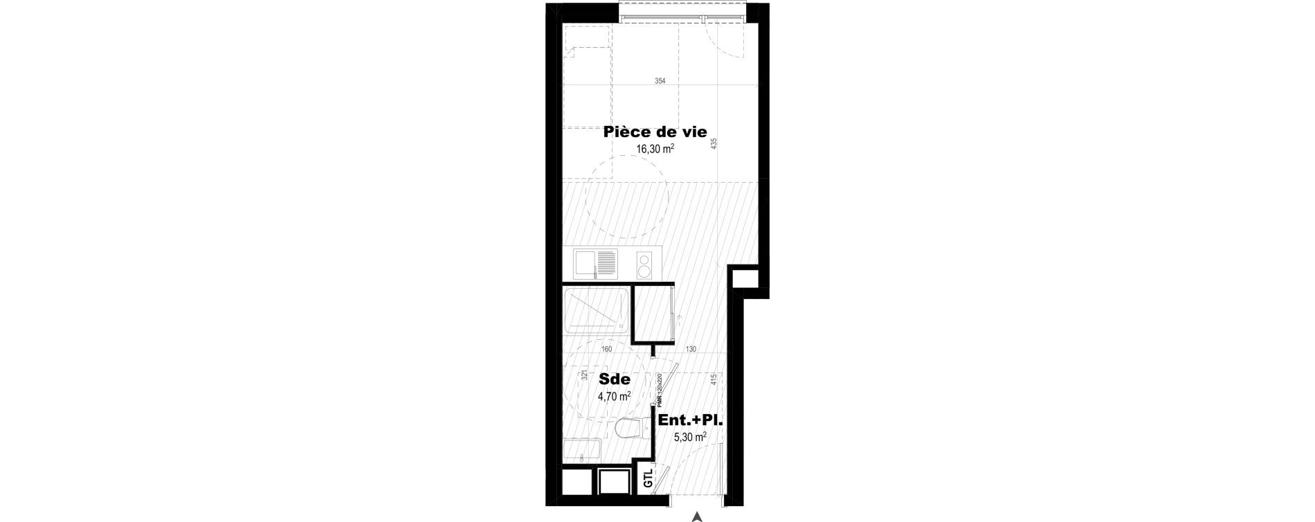 Appartement T1 de 26,30 m2 &agrave; Rennes Br&eacute;quigny