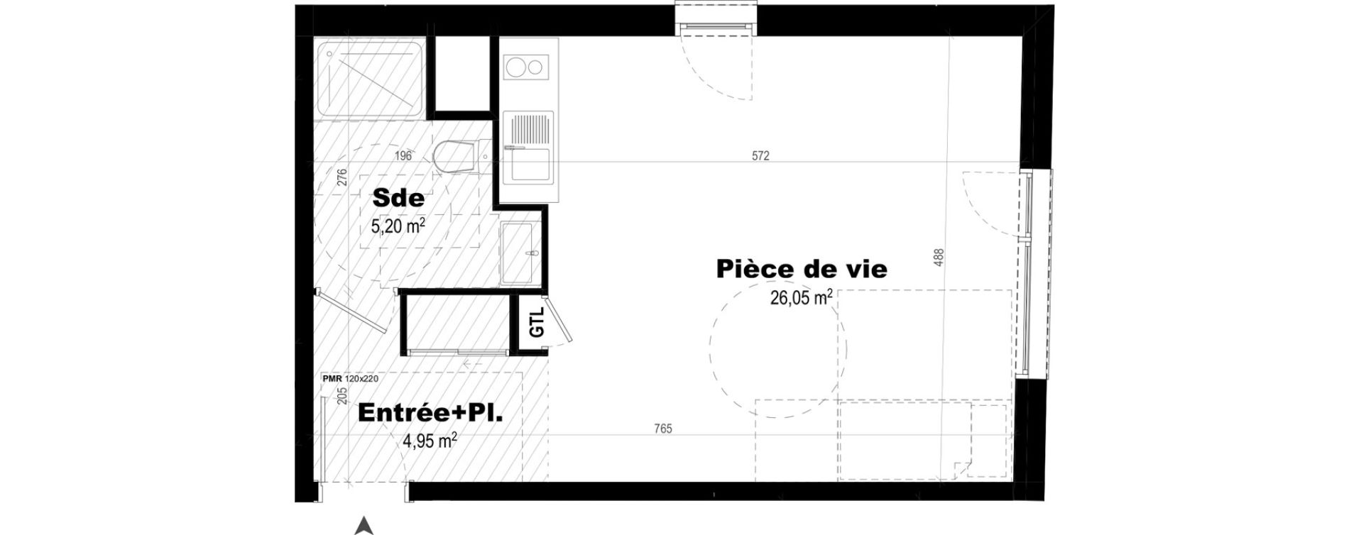 Appartement T1 de 36,20 m2 &agrave; Rennes Br&eacute;quigny