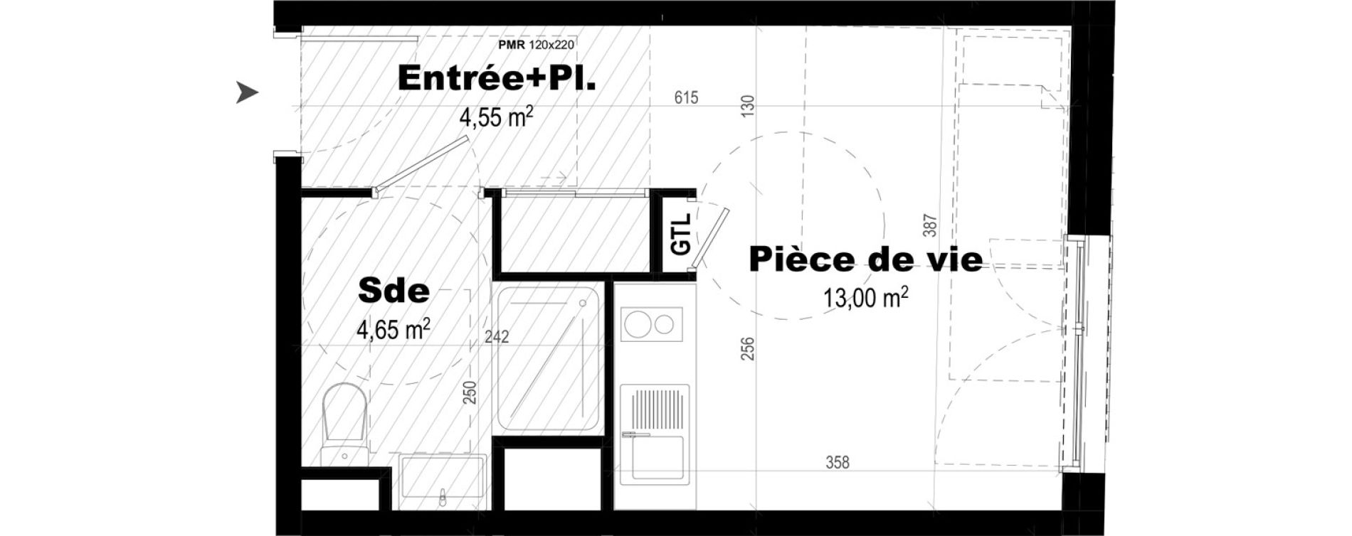 Appartement T1 de 22,20 m2 &agrave; Rennes Br&eacute;quigny